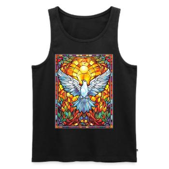 Stained Glass Dove Spiritual Vintage Geometric Mos - Männer Premium Bio Tank Top - Schwarz - Vorne - Michal (187cm)