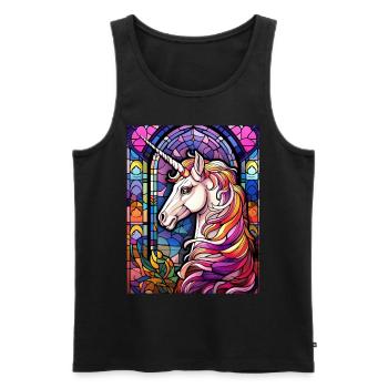 Cute Unicorn Stained Glass Colorful Mosaic Geometr - Männer Premium Bio Tank Top - Schwarz - Vorne - AI Model Male 178 light (178cm)