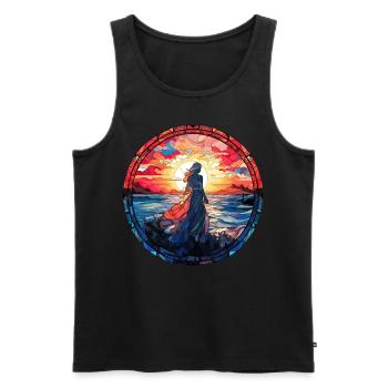 Stained Glass Sunset Woman Modern Mosaic - Männer Premium Bio Tank Top - Schwarz - Vorne - AI Model Male 178 light (178cm)