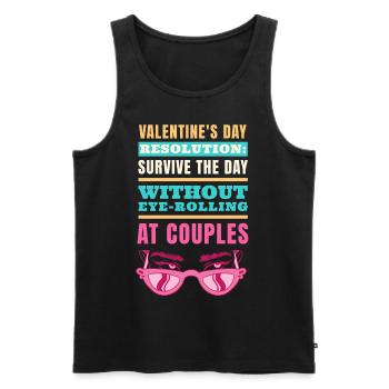 Bitter Single Woman With Shades Anti Valentines Da - Männer Premium Bio Tank Top - Schwarz - Vorne - Michal (187cm)