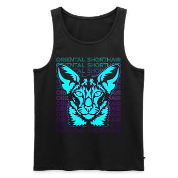 Orientalisch Kurzhaar Katze Retro - Männer Premium Bio Tank Top - Schwarz - Vorne - AI Model Male 178 light (178cm)