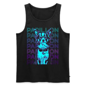 Papillon Hund Retro - Männer Premium Bio Tank Top - Schwarz - Vorne - AI Model Male 178 light (178cm)