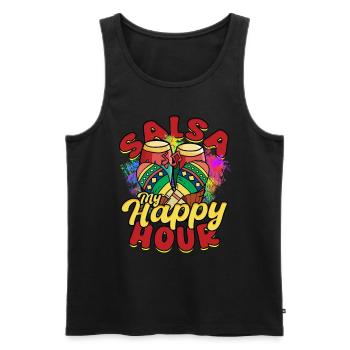 Salsa My Happy Hour Salsero Salsera - Männer Premium Bio Tank Top - Schwarz - Vorne - AI Model Male 178 light (178cm)