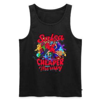 Salsa Cheaper Than Therapy Salsero Salsera - Männer Premium Bio Tank Top - Schwarz - Vorne - AI Model Male 178 light (178cm)