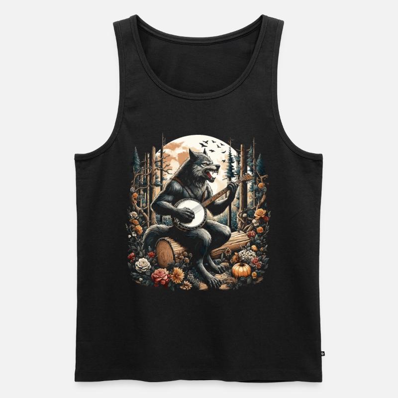 Werwolf mit Gitarre - Männer Premium Bio Tank Top - Schwarz