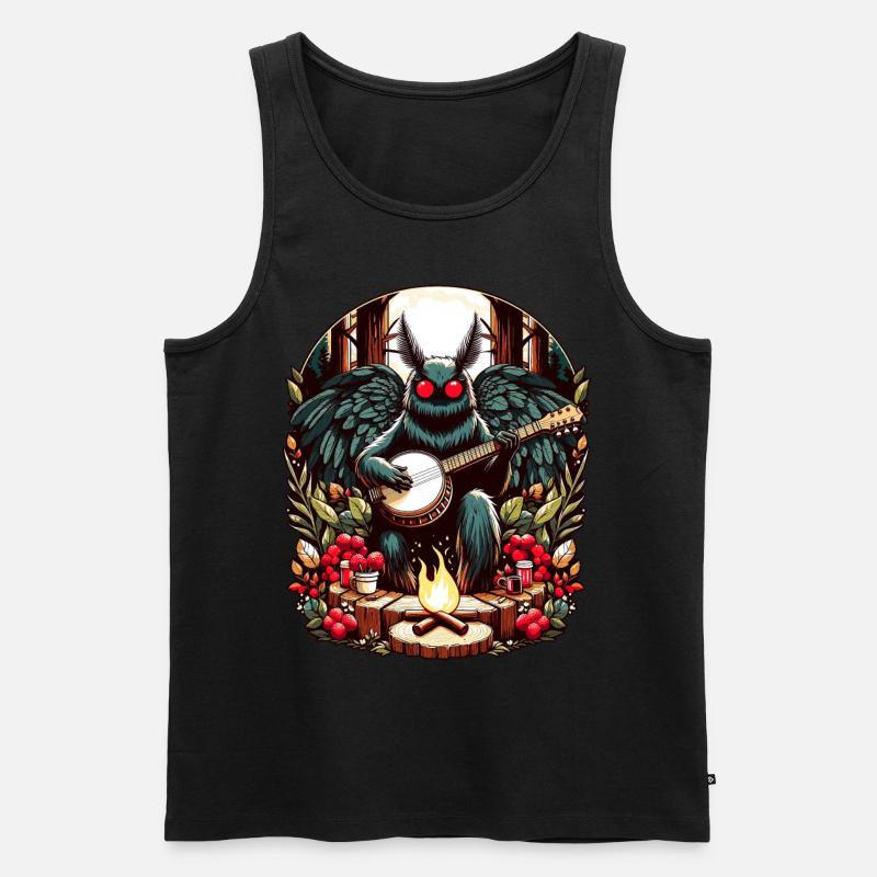 Mothman mit Gitarre - Männer Premium Bio Tank Top - Schwarz