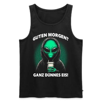 Good Morning Very Thin Ice Alien Coffee Saying - Men's Premium Organic Tank Top - black - Front - Michal (187cm)