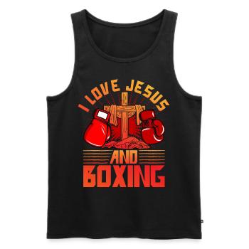 Ich liebe Jesus und Boxen - Männer Premium Bio Tank Top - Schwarz - Vorne - AI Model Male 178 light (178cm)