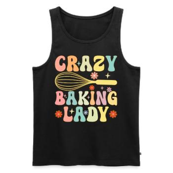 Crazy Baking Lady Groovy Baking Girl Chef Boulanger - Débardeur bio Premium Homme - noir - Devant - Michal (187cm)