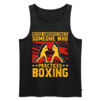 Ne sous-estimez jamais quelqu’un qui pratique la boxe - Débardeur bio Premium Homme - noir - Devant - Michal (187cm)