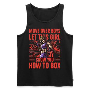 Bewegt euch rüber Jungs, lasst euch von diesem Mädchen zeigen, wie man boxt - Männer Premium Bio Tank Top - Schwarz - Vorne - AI Model Male 178 light (178cm)