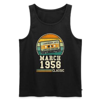 66. Geburtstag März Jahrgang 1958 Geschenkidee - Männer Premium Bio Tank Top - Schwarz - Vorne - AI Model Male 178 light (178cm)