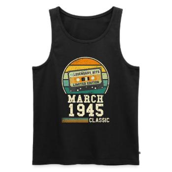 79. Geburtstag März Jahrgang 1945 Geschenkidee - Männer Premium Bio Tank Top - Schwarz - Vorne - Michal (187cm)