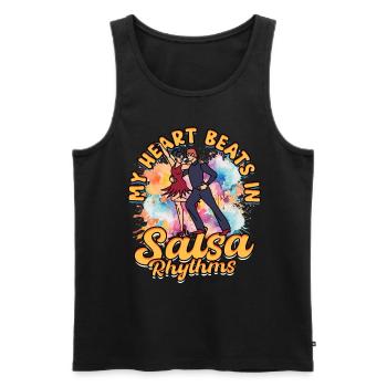 Salsero Salsera My Heart Beats In Salsa Rhythms - Männer Premium Bio Tank Top - Schwarz - Vorne - AI Model Male 178 light (178cm)
