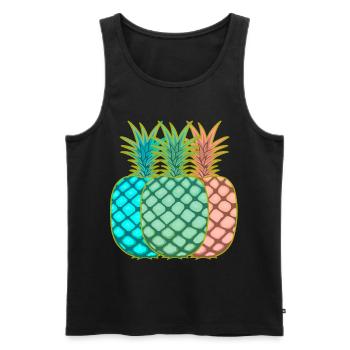 Pineapple Vintage Fruit Fruits - Men's Premium Organic Tank Top - black - Front - Michal (187cm)