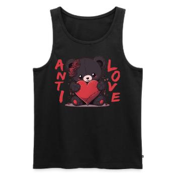 Anti Love Dark Teddy Bear With Heart Emo Valentine - Männer Premium Bio Tank Top - Schwarz - Vorne - AI Model Male 178 light (178cm)