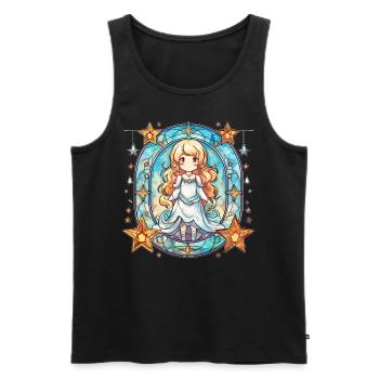Kawaii Chibi Anime Girl Sleepwear Stained Glass Ar - Männer Premium Bio Tank Top - Schwarz - Vorne - AI Model Male 178 light (178cm)