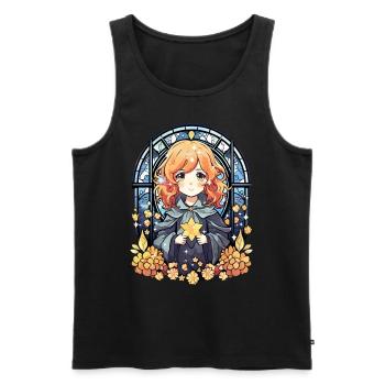 Sorcerer Wizard Anime Fantasy Stained Glass Art - Männer Premium Bio Tank Top - Schwarz - Vorne - AI Model Male 178 light (178cm)