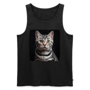 Chat Chats American Shorthair - Débardeur bio Premium Homme - noir - Devant - Michal (187cm)