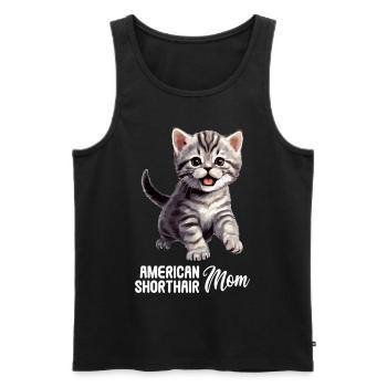 Chat Chats American Shorthair - Débardeur bio Premium Homme - noir - Devant - Michal (187cm)