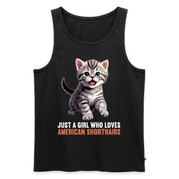 Chat Chats American Shorthair - Débardeur bio Premium Homme - noir - Devant - Michal (187cm)