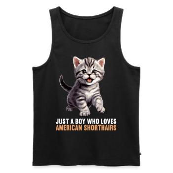 Chat Chats American Shorthair - Débardeur bio Premium Homme - noir - Devant - Michal (187cm)
