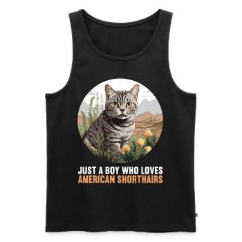 Chat Chats American Shorthair - Débardeur bio Premium Homme - noir - Devant - Michal (187cm)