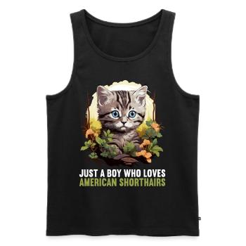 Chat Chats American Shorthair - Débardeur bio Premium Homme - noir - Devant - Michal (187cm)