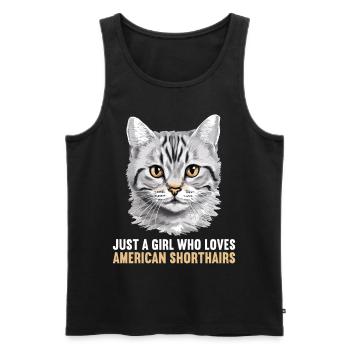 Chat Chats American Shorthair - Débardeur bio Premium Homme - noir - Devant - Michal (187cm)