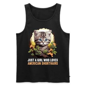 Chat Chats American Shorthair - Débardeur bio Premium Homme - noir - Devant - Michal (187cm)