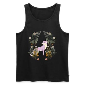 Renard Animal Sauvage Vintage Rétro Années 80 Animaux de la Forêt - Débardeur bio Premium Homme - noir - Devant - Michal (187cm)