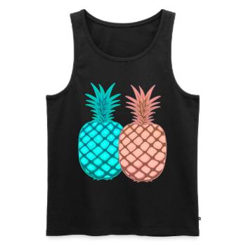 Ananas fruits rétro vintage fruits années 80 exotiques - Débardeur bio Premium Homme - noir - Devant - Michal (187cm)