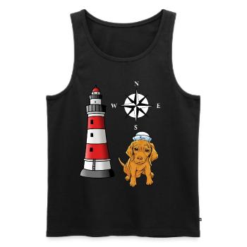 phoque maritime marin chien marin phare - Débardeur bio Premium Homme - noir - Devant - Michal (187cm)