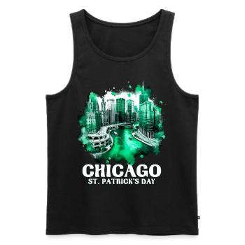 Fête de la Saint-Patrick à Chicago - Débardeur bio Premium Homme - noir - Devant - Michal (187cm)