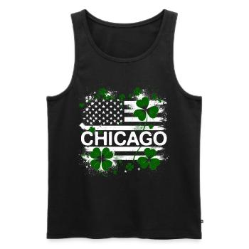 Drapeau américain Chicago Saint-Patrick - Débardeur bio Premium Homme - noir - Devant - Michal (187cm)