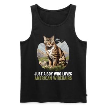 Cat Cats American Wirehair - Men's Premium Organic Tank Top - black - Front - Michal (187cm)