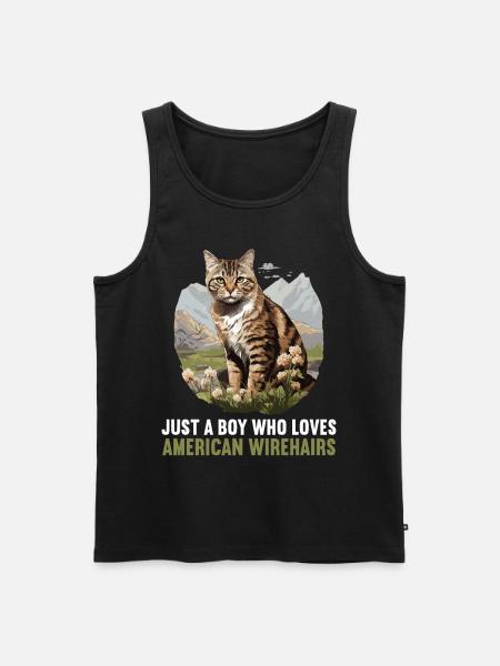 Cat Cats American Wirehair - Men's Premium Organic Tank Top - black