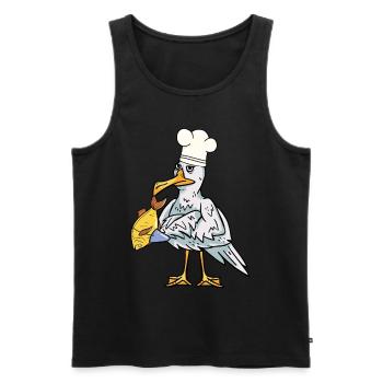 Maritime seagull fish cook hunger cooking - Men's Premium Organic Tank Top - black - Front - Michal (187cm)