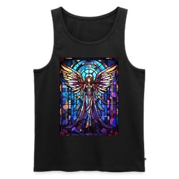 Angel Anime Fantasy Stained Glass Geometric Mosaic - Männer Premium Bio Tank Top - Schwarz - Vorne - AI Model Male 178 light (178cm)