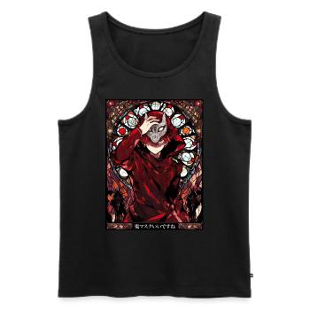 Kitsune Dark Fantasy Shounen Anime Stained Glass - Männer Premium Bio Tank Top - Schwarz - Vorne - AI Model Male 178 light (178cm)