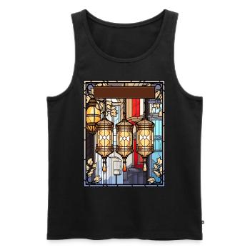 Japanese Traditional Street Lantern Stained Glass - Männer Premium Bio Tank Top - Schwarz - Vorne - Michal (187cm)