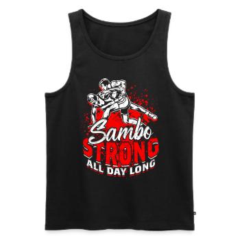 Sambo Strong All Day Long - Men's Premium Organic Tank Top - black - Front - Michal (187cm)