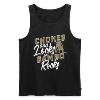 Sambo Chokes And Locks And Sambo Rocks - Men's Premium Organic Tank Top - black - Front - Michal (187cm)