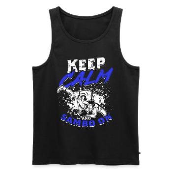 Keep Calm And Sambo On - Men's Premium Organic Tank Top - black - Front - Michal (187cm)