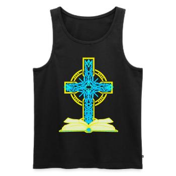 Kreuz Kruzifix Bibel Jesus Gott Religion - Männer Premium Bio Tank Top - Schwarz - Vorne - AI Model Male 178 light (178cm)