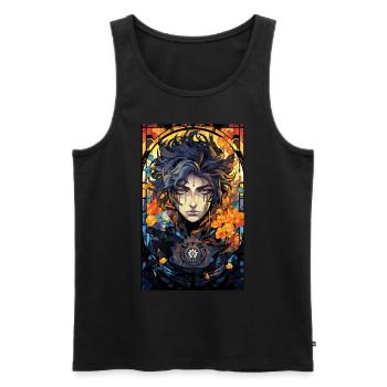 Isekai Anime Aesthetic Husbando Otaku Stained Glas - Männer Premium Bio Tank Top - Schwarz - Vorne - Michal (187cm)