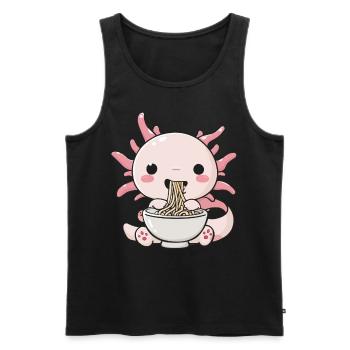 Axolotl aime le bol de ramen kawaii anime - Débardeur bio Premium Homme - noir - Devant - Michal (187cm)