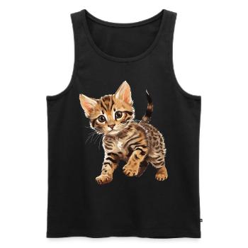 Bengal Cat Bengalkatze - Männer Premium Bio Tank Top - Schwarz - Vorne - AI Model Male 178 light (178cm)