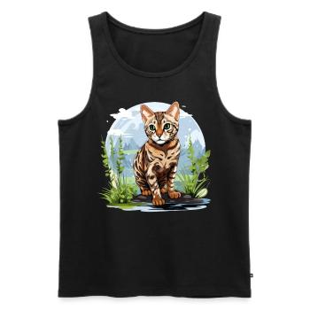 Bengal Cat Bengalkatze - Männer Premium Bio Tank Top - Schwarz - Vorne - AI Model Male 178 light (178cm)