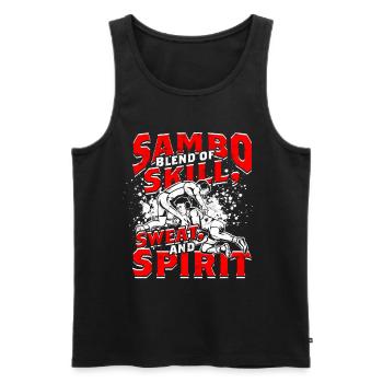 Sambo Blend Of Skill Sweat And Spirit - Men's Premium Organic Tank Top - black - Front - AI Model Male 178 light (178cm)